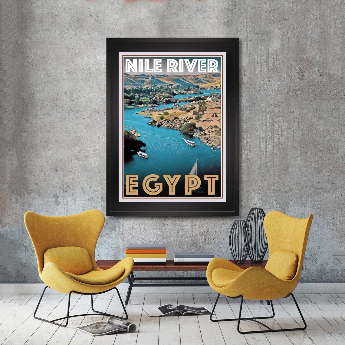 Nile River Egypt Retro Vintage Style Travel Poster HD Printable Canvas Art Print Home Decor Wall Painting ( No Frame )