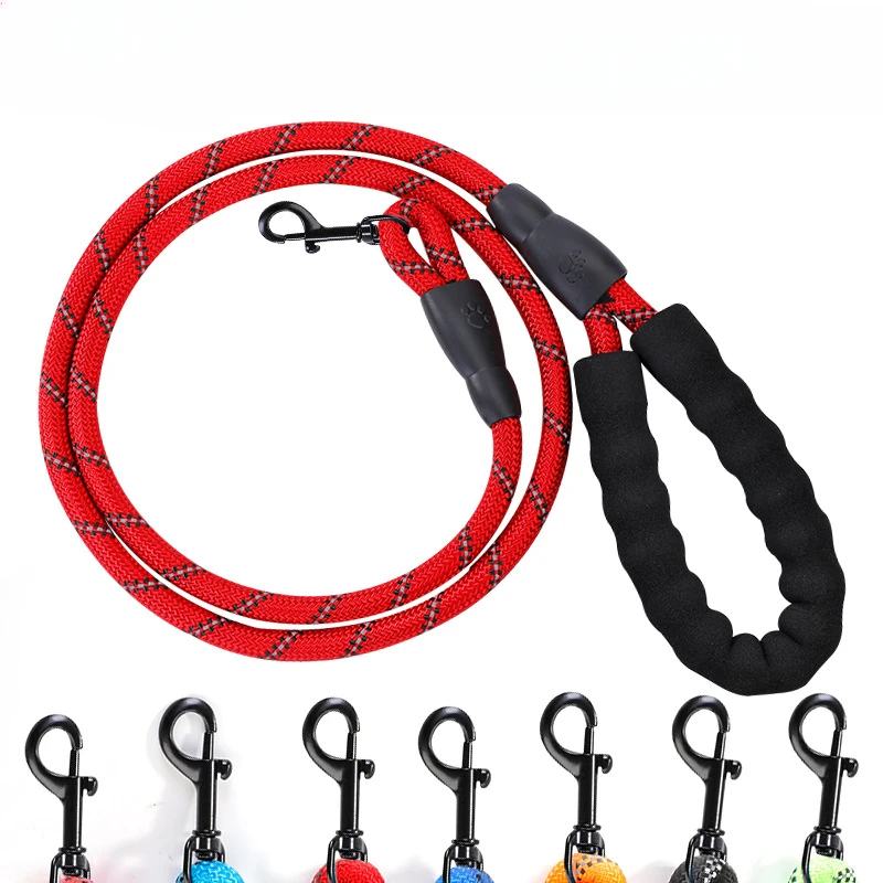 

Reflective pet dog leash Explosion-proof foam handle Nylon round rope Walking dog leash Dog chain