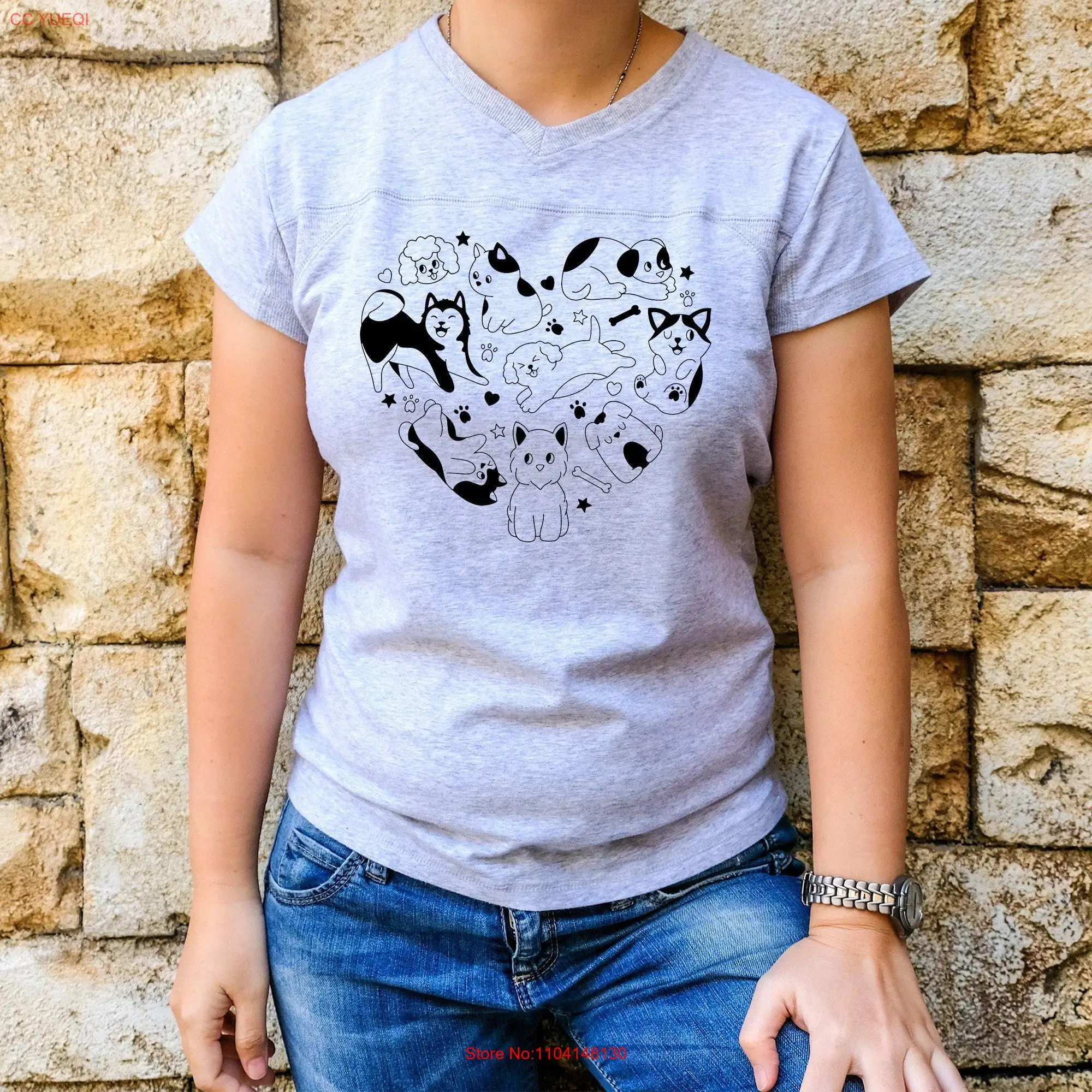 

Футболка Dog HearT Mom Lover Animal Owners Paw Pet Xmas Birthday с длинными или короткими рукавами