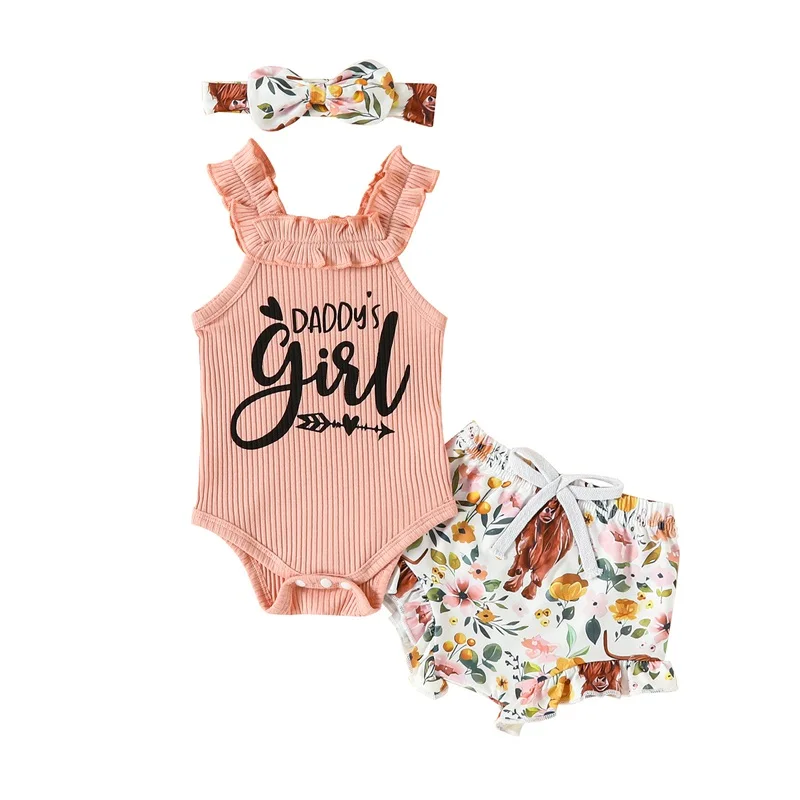 

Newborn Baby Girl Outfit Clothes Summer Sleeveless Tank Top Elastic Waist Shorts Infant 2Pcs Set