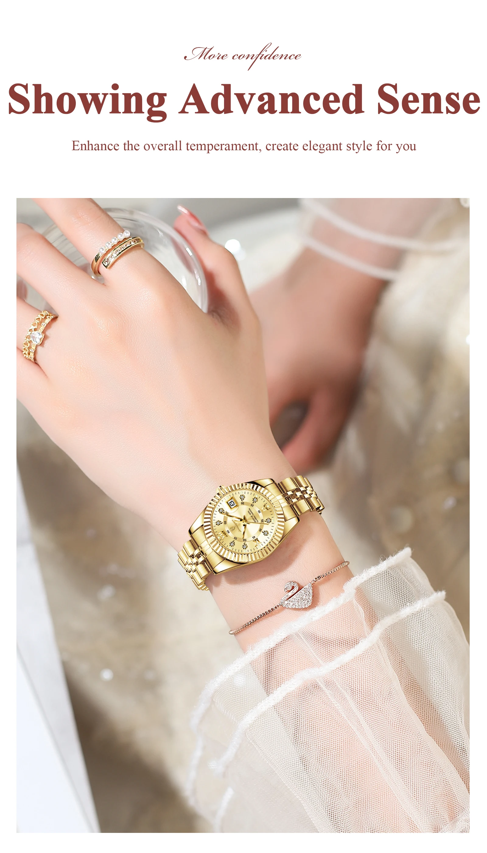POEDAGAR Mode frauen Armbanduhr Wasserdicht Leucht Datum Elegante Damen Uhren Edelstahl Quarzuhr Für Frauen Reloj – Detail 10