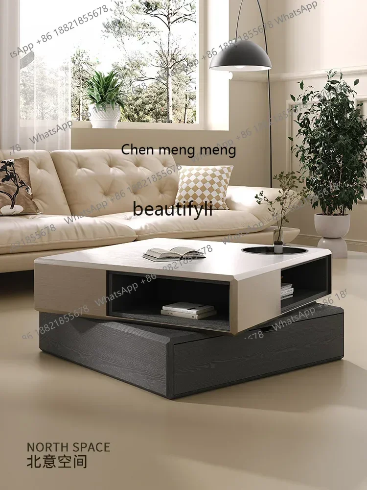 k182Cube Coffee Table Small Apartment Light Luxury Rotating Storage Square Living Room Creative Coffee Table Home