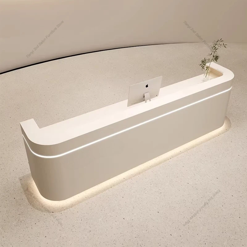 

Стойка ресепшн в скандинавском кремовом стиле, простая, для компаний, салонов красоты, кассовых зон, учебных заведений, больниц, офисная мебель FYR