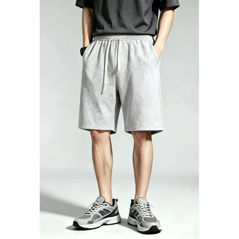 2026 Summer Men's Fashion Casual Simple Knitted Drawstring Loose-Fitting Sports Shorts