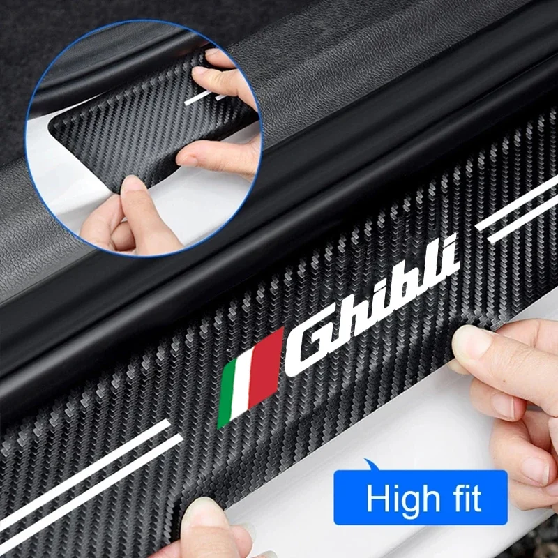 Car Door Threshold Anti Scratch Strip Tape for Maserati Ghibli Emblem Rear Trunk Sill Protective Film Stickers Accessories