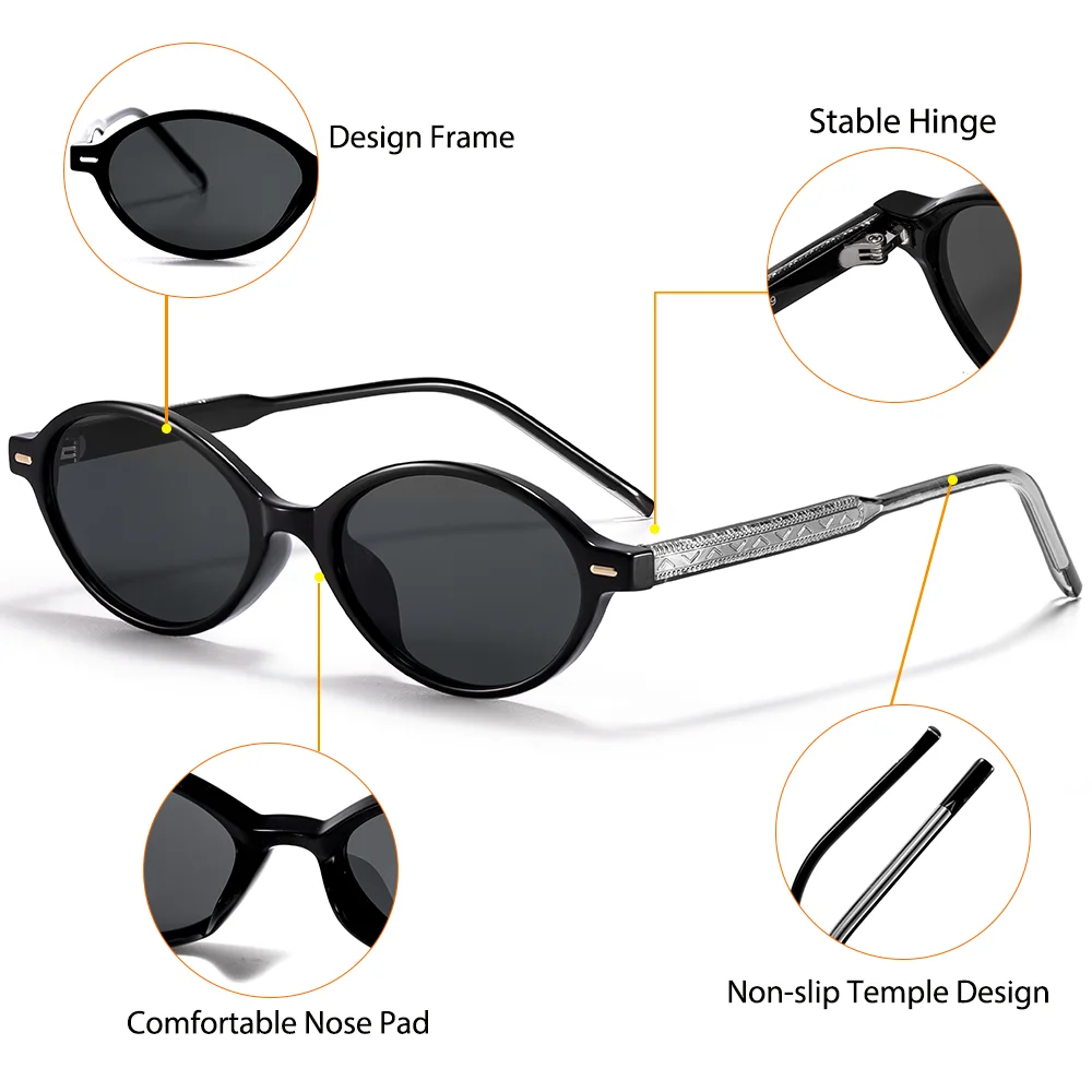 CATERSIDE Retro Mode Männer Sonnenbrille Kleine Runde Rahmen Straße Hip Hop Brillen Frauen Vielseitige Urlaub Geschenk Ätherische Gläser – Detail 5