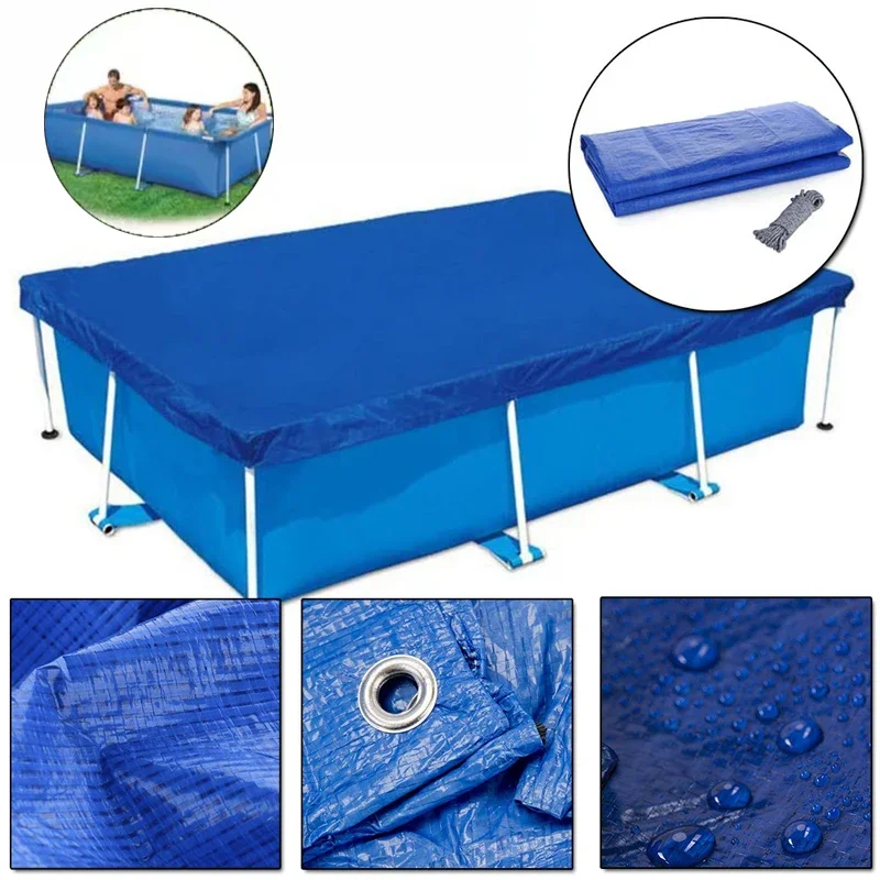 غطاء حمام السباحة مستطيل مقاوم للماء والغبار حديقة في الهواء الطلق حوض السباحة يغطي فقاعة فيلم بطانية الملحقات غطاء حمام السباحة #1