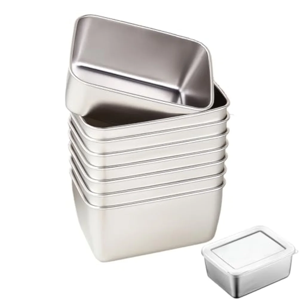10pcs Reusable Stainless Steel Food Storage Containers With Lids Leakproof Stackable Dish Tray Freshing Lunch Box Container