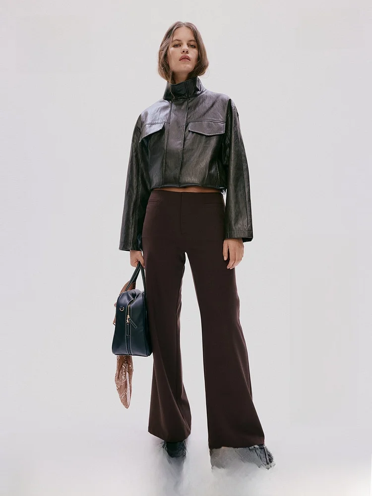 

H&M Summer New Women's Suit Pants 1313690 Elegant Professional Fashionable High Waist Straight Leg Trousers