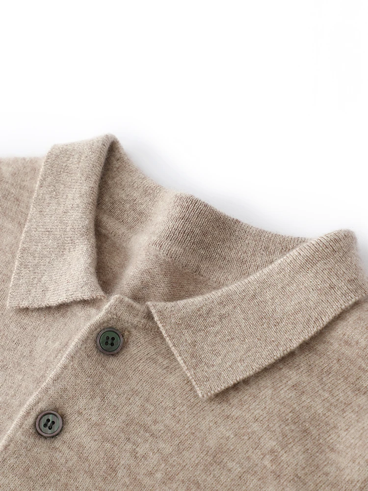 Fimora Men Cashmere Polo Pullover 100% Cashmere Knitwear Autumn Winter Smart Casual Basic Cashmere Sweater High Quality Tops