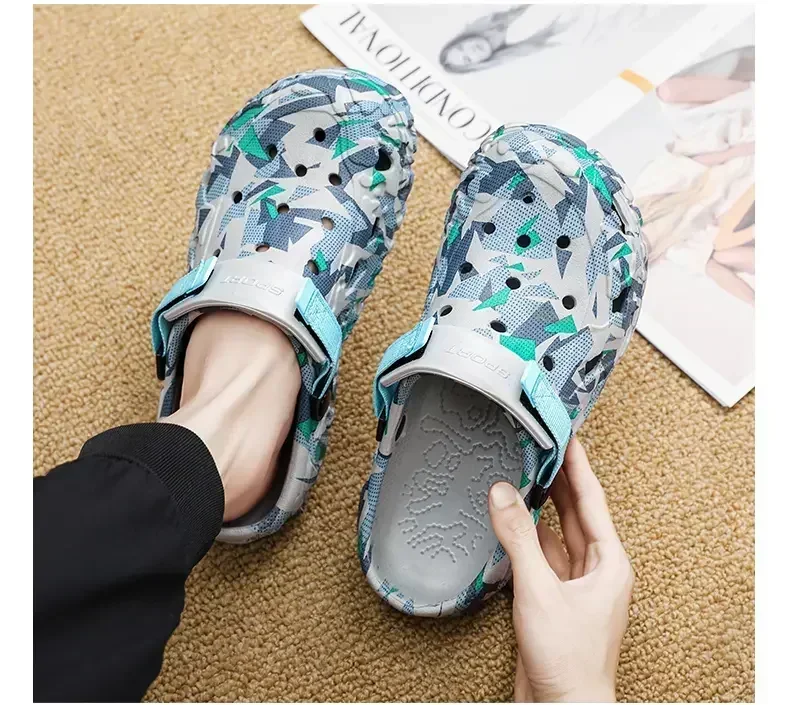 Men's Clogs EVA Slippers Sandal Men Garden Shoes Flat Camouflage Home Slippers Male Sneaker Outdoor Flip Flops Home Clogs Slides image 4