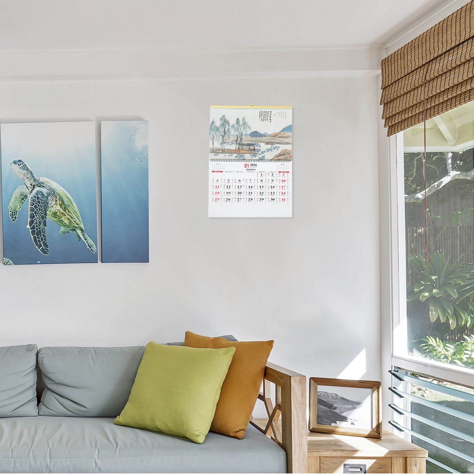 

1Pcs Hanging Calendar 2026 Thick Paper Year of The Horse Chinese Wall Calendar Monthly Planner Home Office Lunar New Year Decor