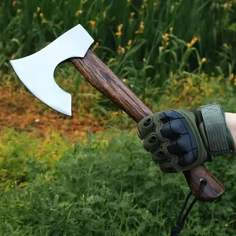 Hand Forged Viking Tomahawk Axe High Manganese Steel Camping Tree Cutting Tool Durable Outdoor Woodworking Firewood Logging Axe