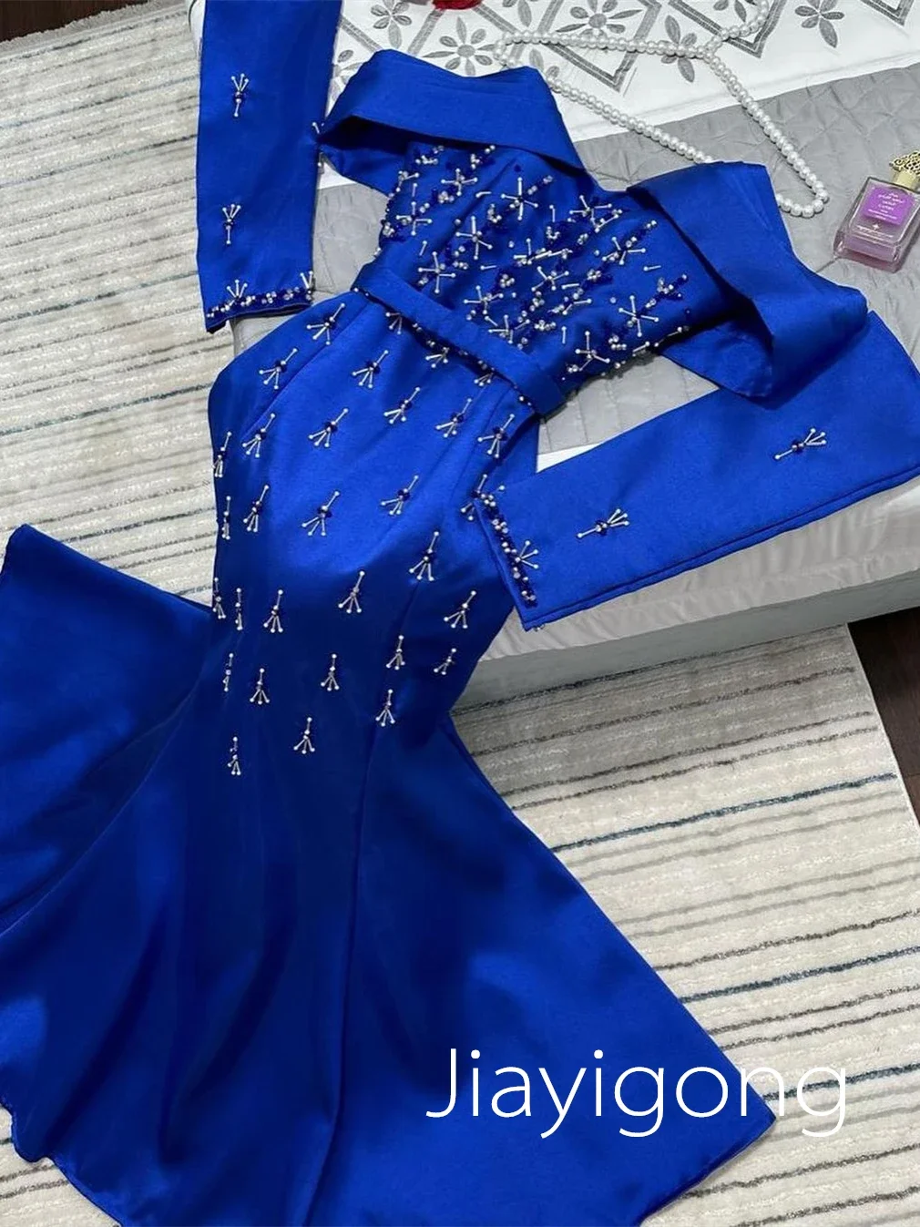 Yipeisha Exquisite High Quality Off-the-shoulder Mermaid Evening Es Paillette Satin Custom abendkleider