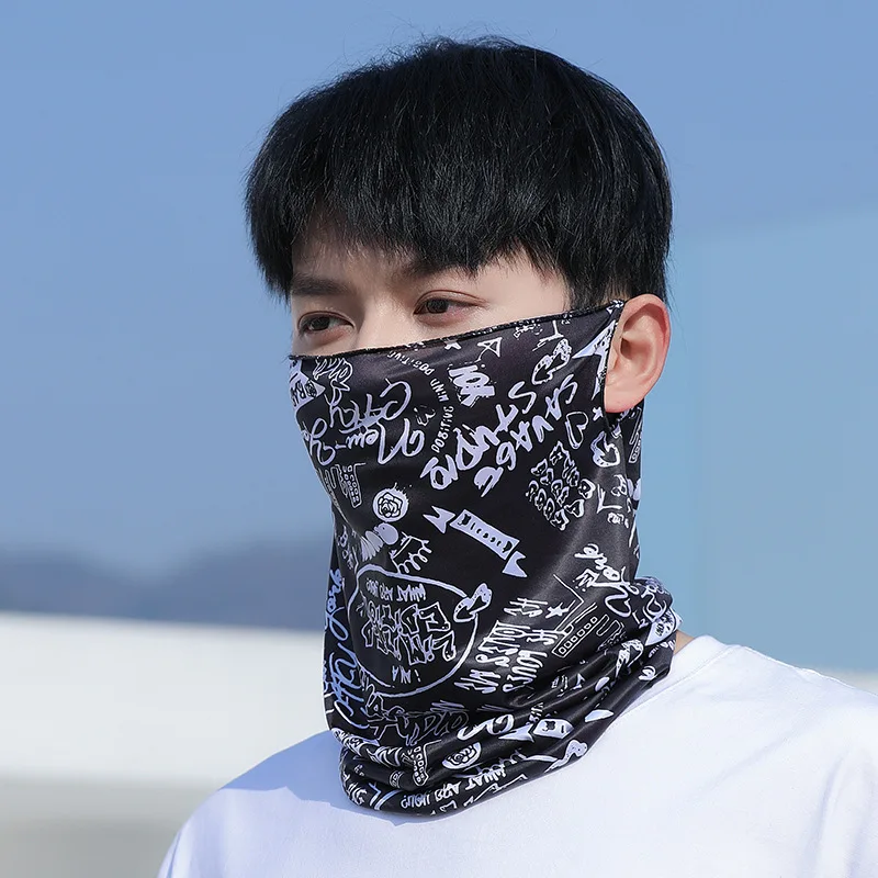 حماية من أشعة الشمس الصيفية، حماية من الأشعة فوق البنفسجية، حماية من الشمس، قناع أذن مسامي، حماية للرقبة، غطاء رقبة خارجي من الحرير الجليدي لركوب الدراجات #3