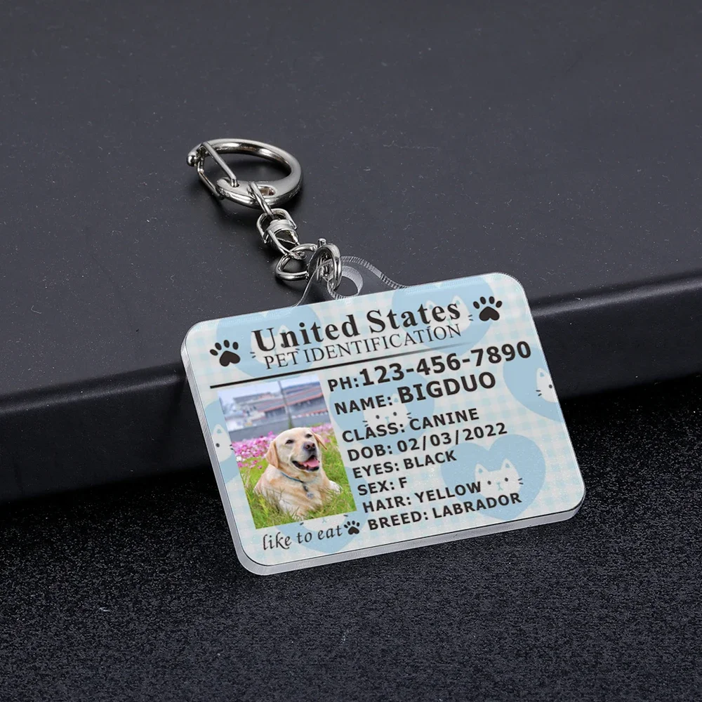 Personalized Dog Cat Photo Tag Customized Pet ID Card Pet ID Collar Pets Information Tags Pet Puppy Kitten Tag Accessories