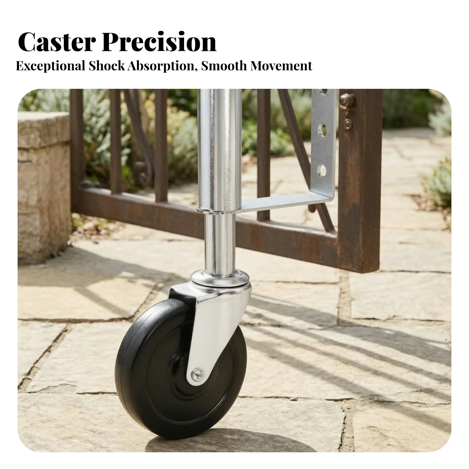 Spring-Loaded Gate Caster Hard Rubber Spring Loaded Gate Wheel Hardware Adjustable Long-Lasting for Homeowners, Wooden Gates