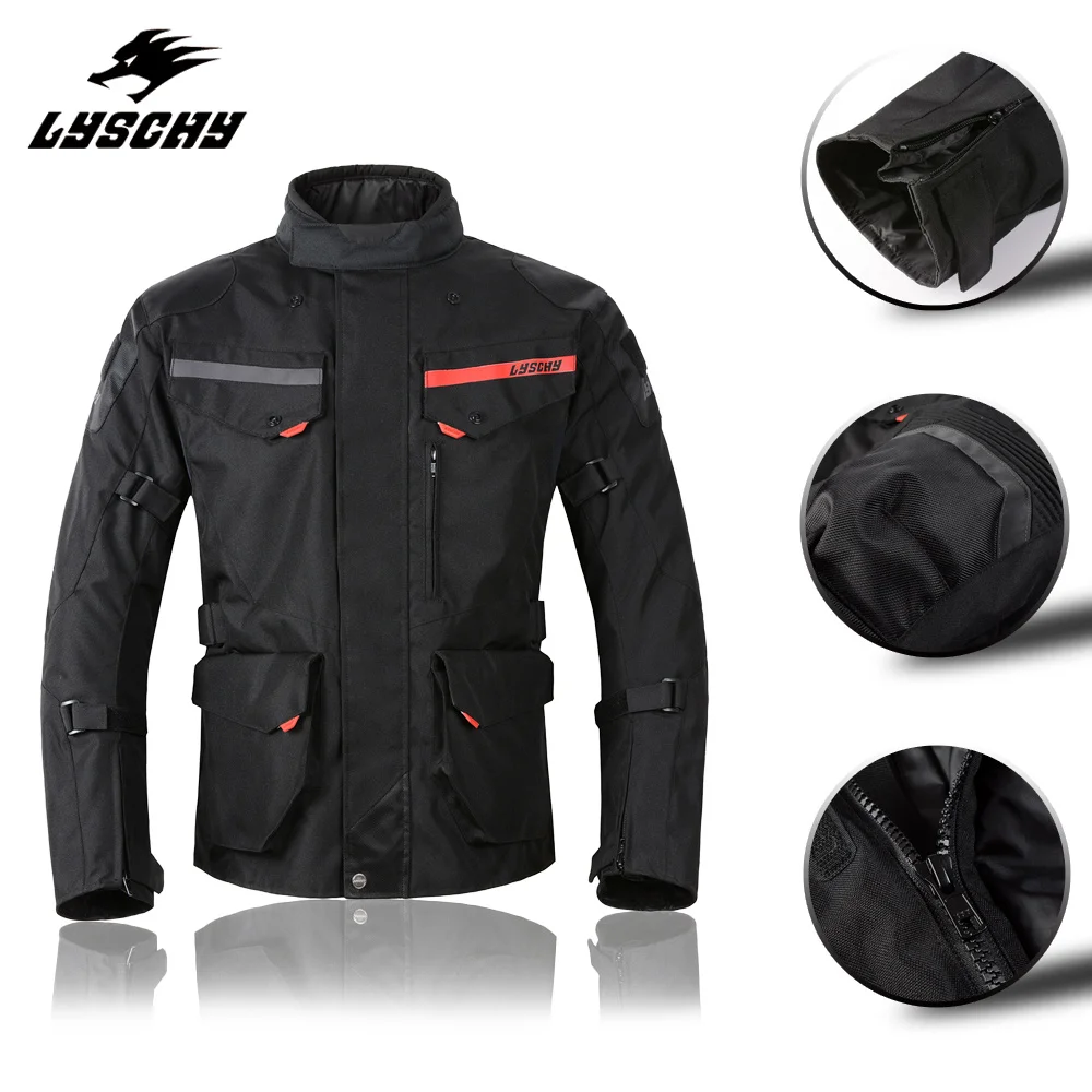 Lyschy Winter Waterproof Motorcycle Jacket Pants Men Oxford Cloth Suit Anti-Fall Motocross Racing Jacket With 5pcs Protectors