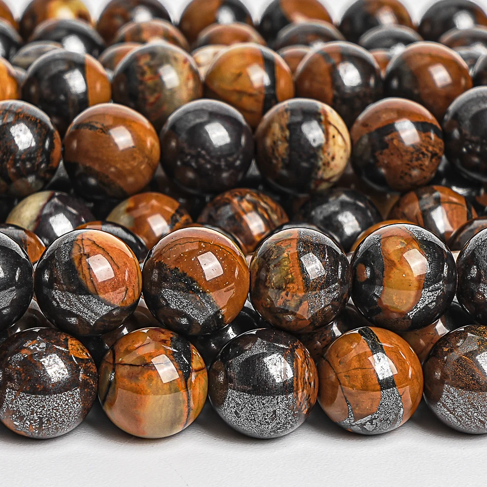 Black Brown Natural Stone Beads Tiger Iron Round Loose Space Bead For Jewelry Making DIY Bracelets Necklace 8/10mm 15''/Strand