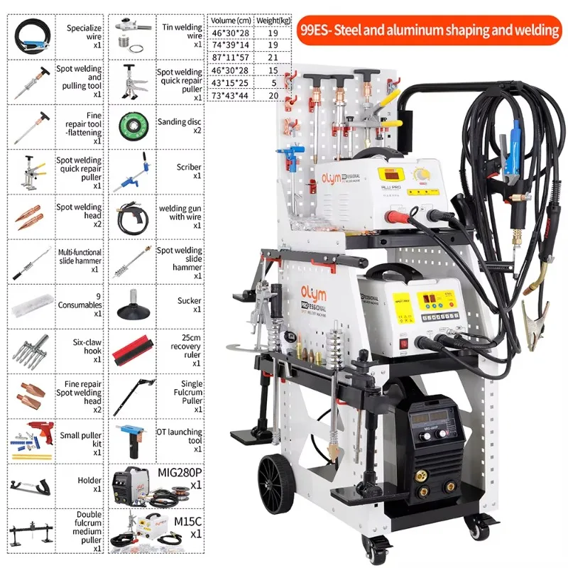 3 In 1steel Aluminum Body Repair And Weld Equipment Dent Puller Spot Weld Machine And MIG Welding For Car Dent Removal 99ES