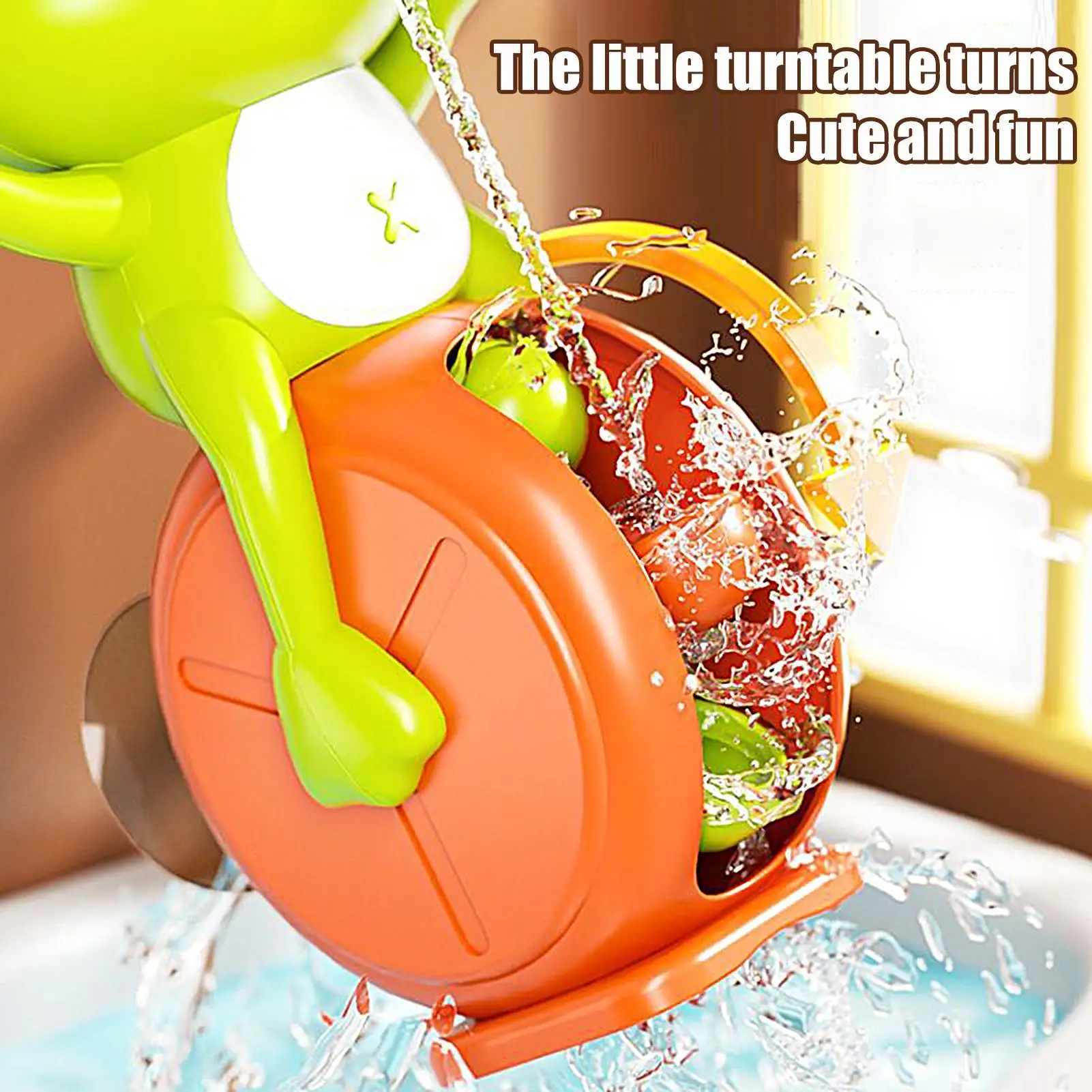 Tub Toys Waterfall Bathtub Toy Suction Cup Frog Shape Water Educational Game for Age 3 Boys Sensory Play Home Pool Travel Hotel