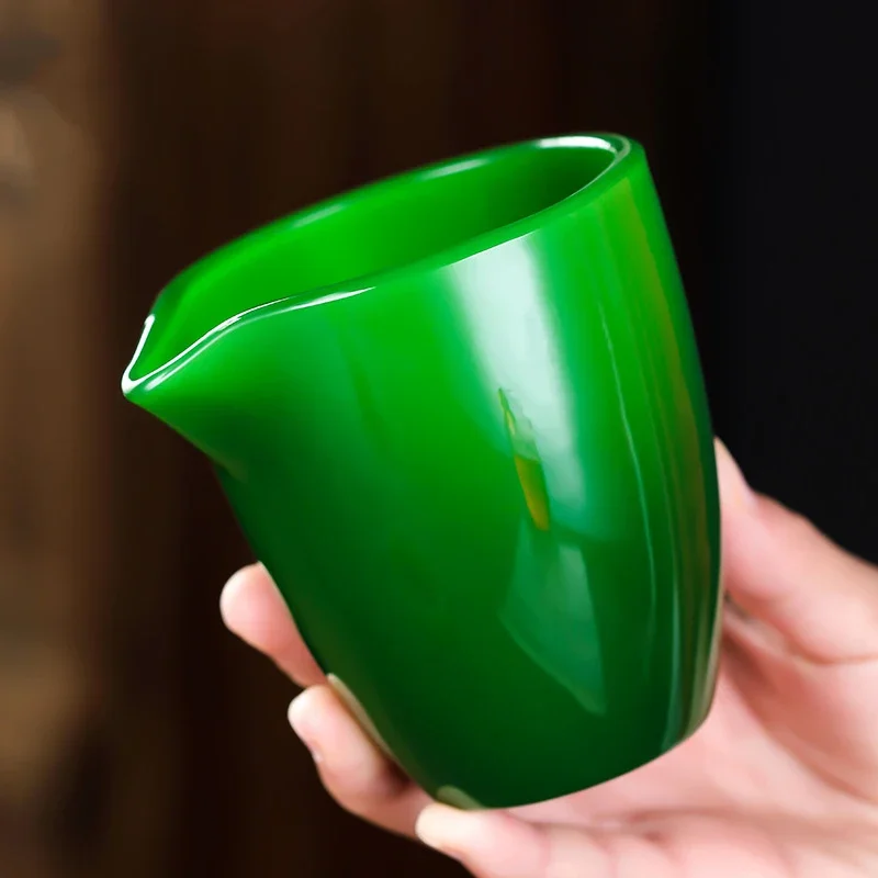 Emperor Green Jade Porcelain Chahai - Harmony Large Capacity Tea Dispenser Chahai Chinese Jade Glass Tea Cup High Quality