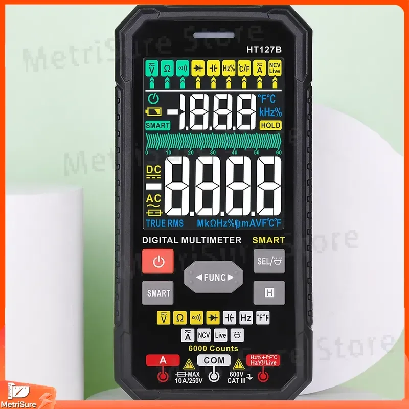 Digital Capacitance Meter Tester Multimeter with Auto Range LCD Display for Capacitor Testing Resistance Voltage Continuity