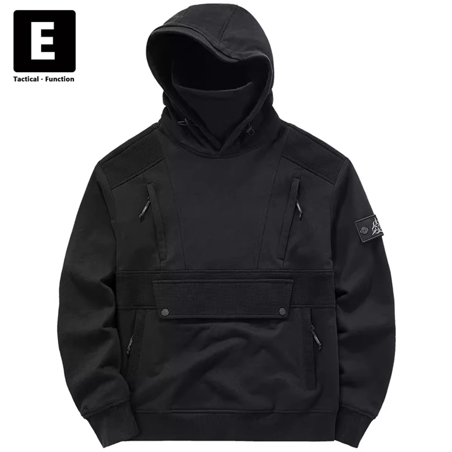 

Techwear Hoodies Men Streetwear Cargo Hoodies Spring Autumn Black Pullover Male Function Design Hooded Sweatshirt