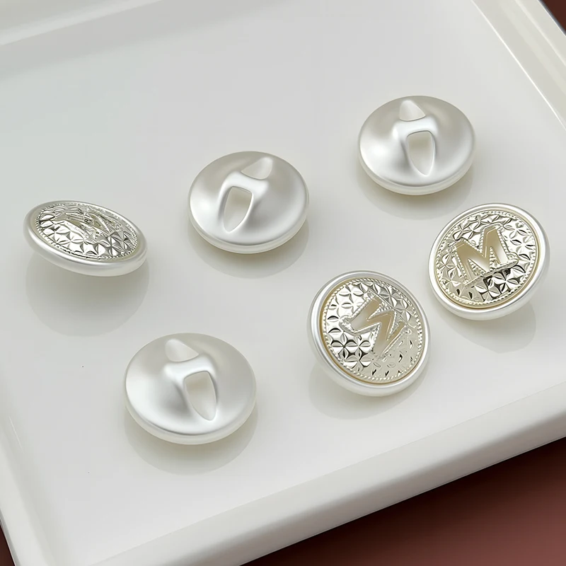 

English Letter M White Button for Clothing Coats Shirts Accessories Handmade Sewing Materials DIY Crafts Fashion Supplies