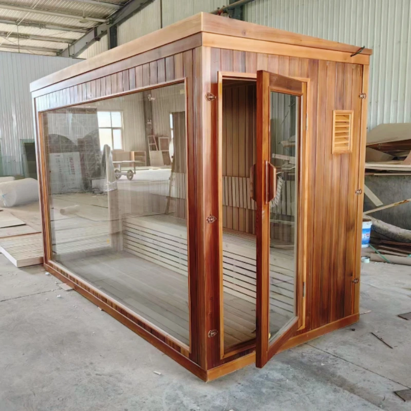 Wholesale Outdoor Large Size Sauna Cabin House With Glass Window Custom Sauna