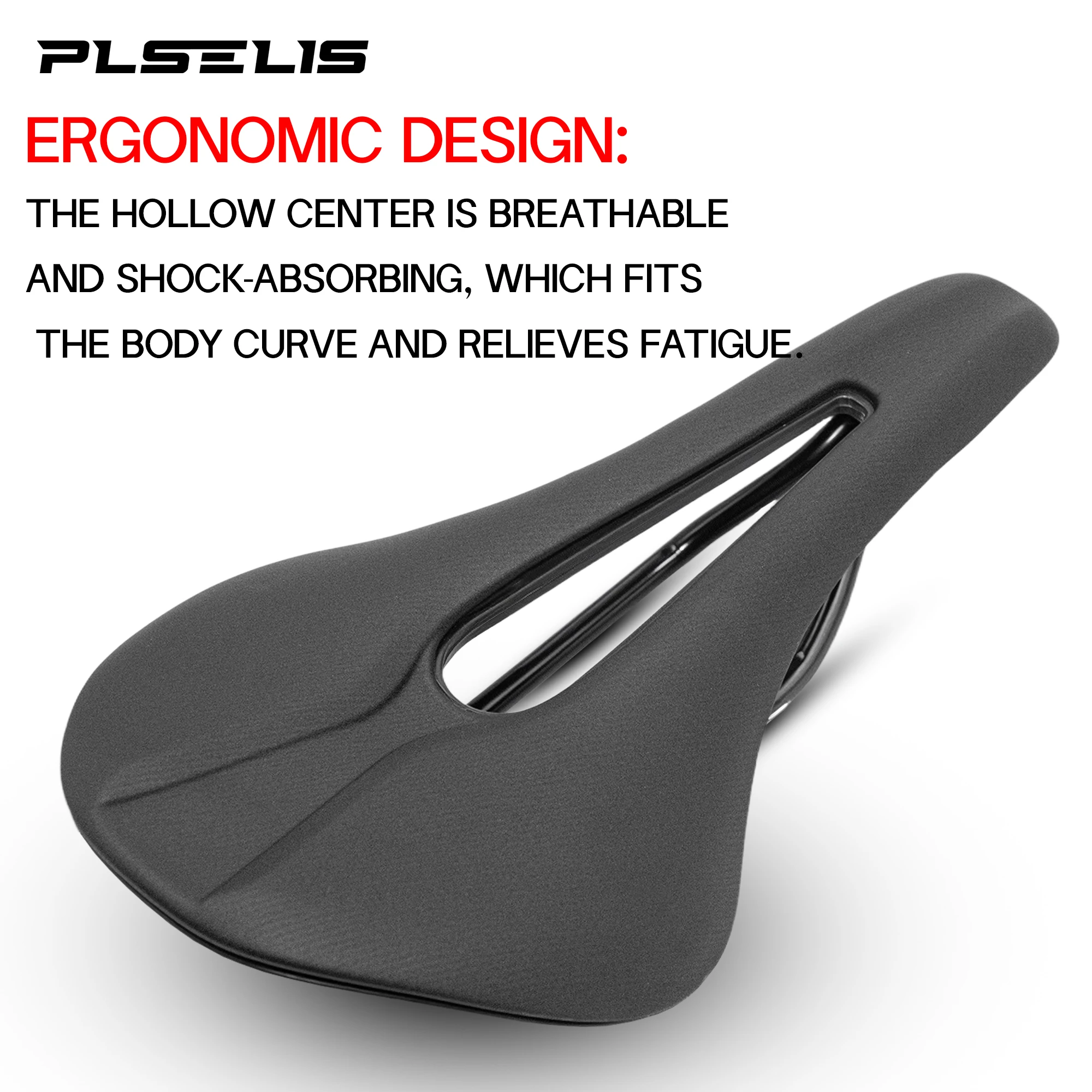 سرج دراجة الطريق Plselis مقاوم للماء وخفيف ومريح، مع وزن ممتص للصدمات 254 جرام، مجوف وجيد التهوية،