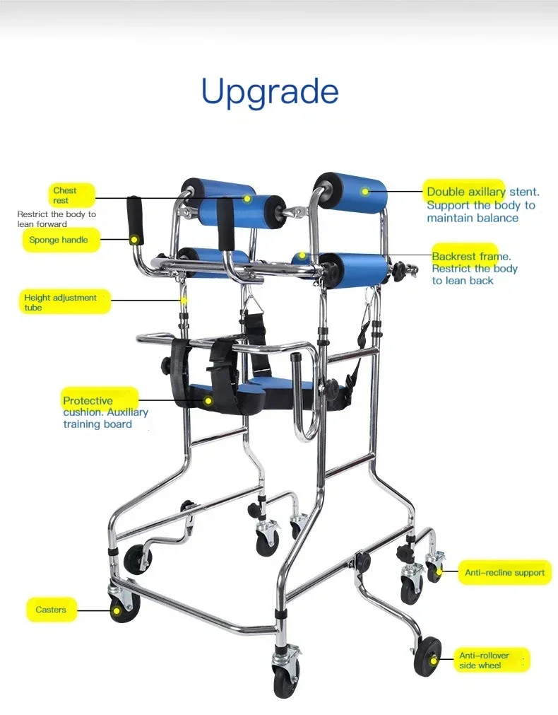 Universal Wheel Adult Walker Leg Training Assisted Elderly Walker Stroke Hemiplegia Rehabilitation