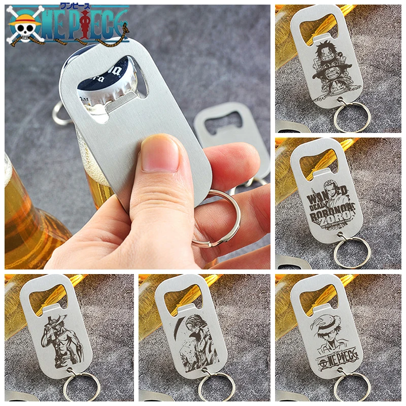 

One Piece Anime Cartoon Bottle Opener Beer Metal Alloy Luffy Zoro Sanji Ace Key Ring for Souvenir Key Chain Pendant Keychain