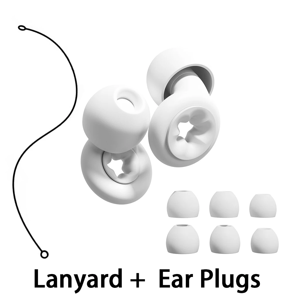 Waterproof Noise Cancelling Ear Plugs with Silicone Lanyard Reusable Sound Isolation Earbuds for Quiet Musician Motorcycle And S