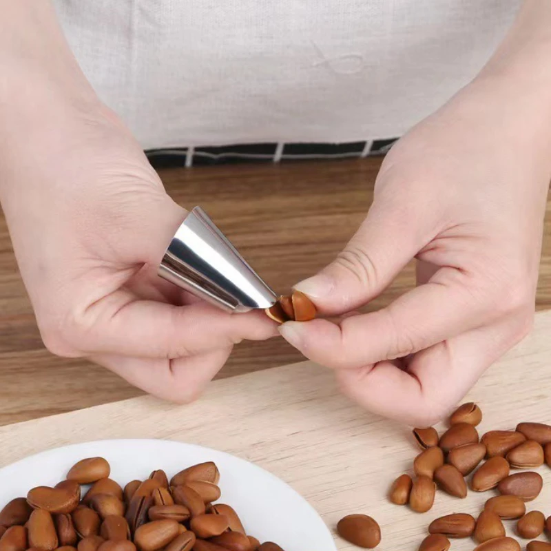 5 uds cubiertas de dedo de acero inoxidable para recoger verduras, pelar ajos y pellizco de Edamame, protectores protectores protectores de dedos para pulgar