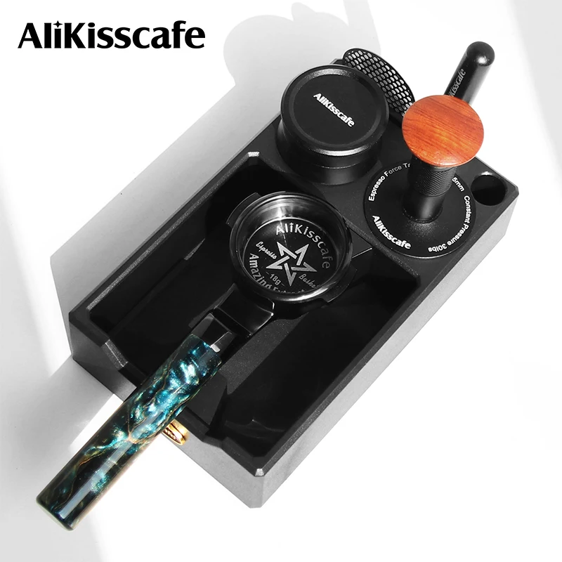 AliKisscafe Coffee Tamper Station Knock Box Portafilter Holder 51mm 54mm 58mm for Delonghi Breville Espresso Accessories Tools