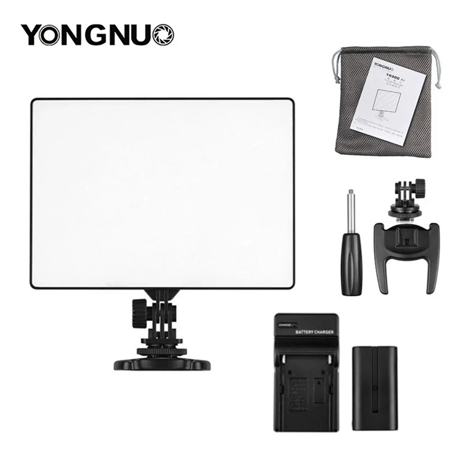 Yongnuo yn300 ar YN-300 câmera led luz de vídeo fotografia luz de preenchimento para canon nikon sony câmera + bateria NP-F550 + carregador
