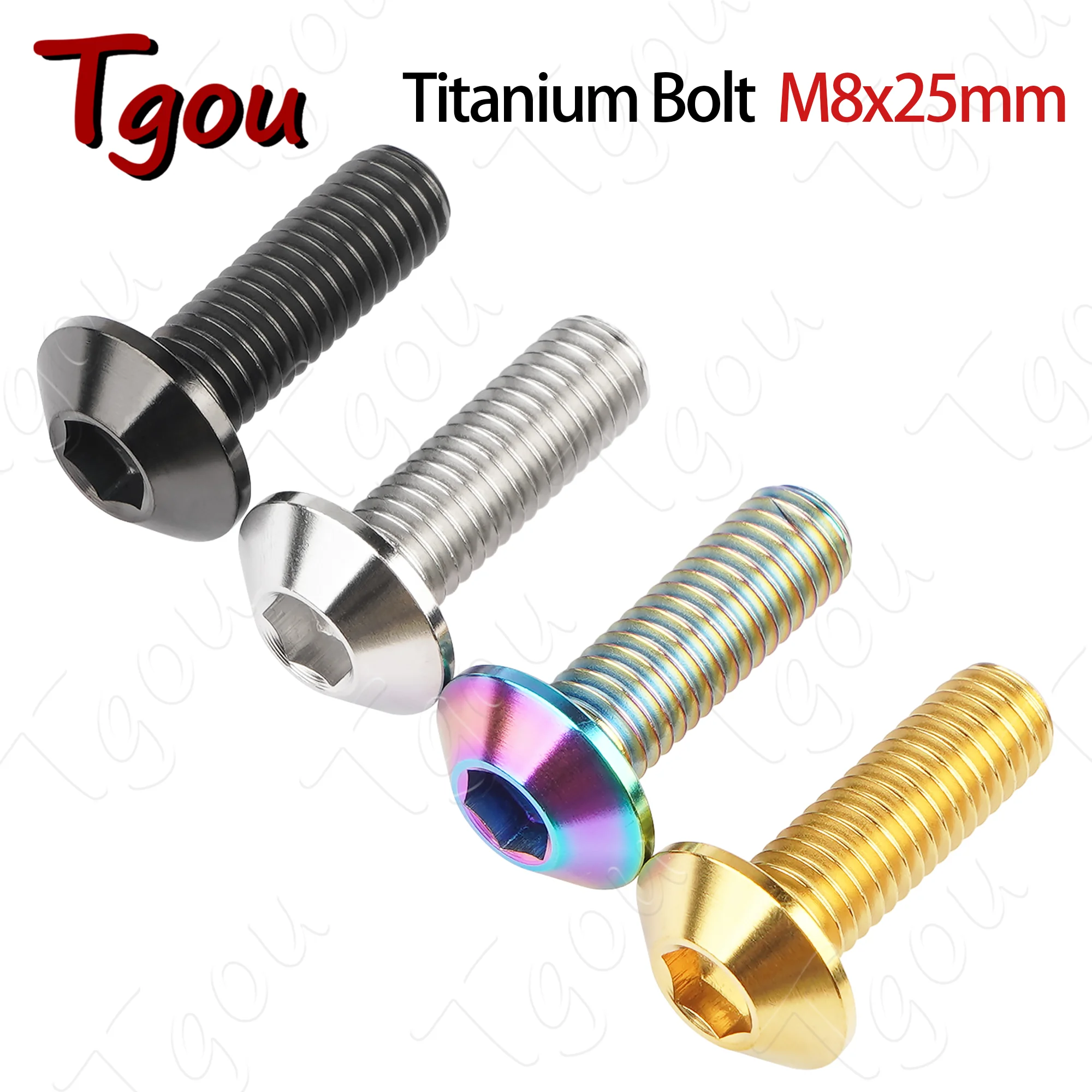 Tgou M8x25mm Umbrella Head Hexagon Socket Titanium Screw for Motorcycle Bolt Parts Fastener