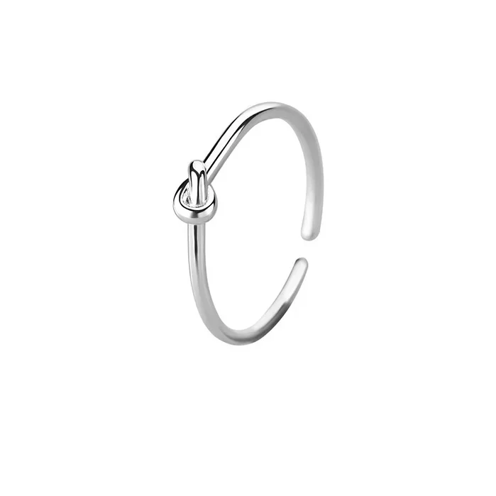 INS Real 925 Sterling Silver Knot Adjustable Ring For Fashion Women Punk Irregular Fine Jewelry Minimalist Bijoux