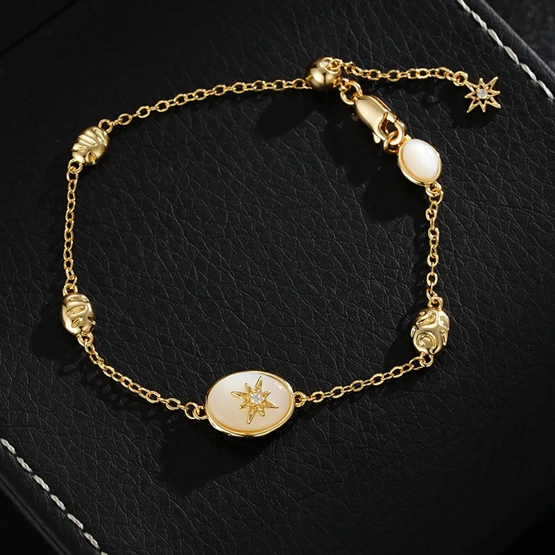 Network Natural Fritillary Astrolabe Bracelet Light Luxury Simple Shell Lucky Mangxing Bracelet Jewelry
