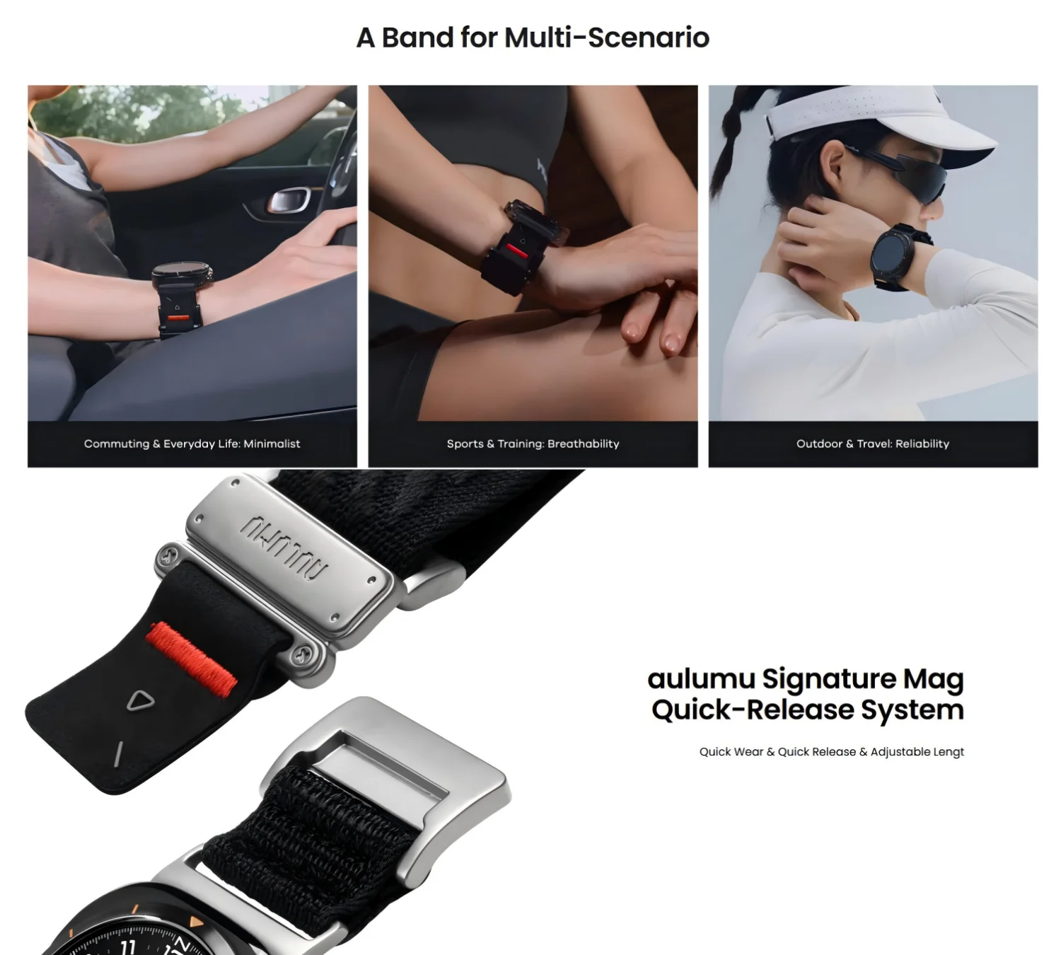 AULUMU CS03 Uhrenarmband aus Titanlegierung mit Magnetverschluss und Nylon-Schnellverschluss für Samsung Galaxy Watch Ultra1/2 – Detail 2
