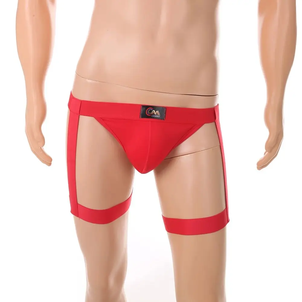 

Men Sexy Underwear Leg Belt Briefs Harness Belt Strap Panties Bulge Pouch Cotton Underpants Solid Color Low-rise Lingerie