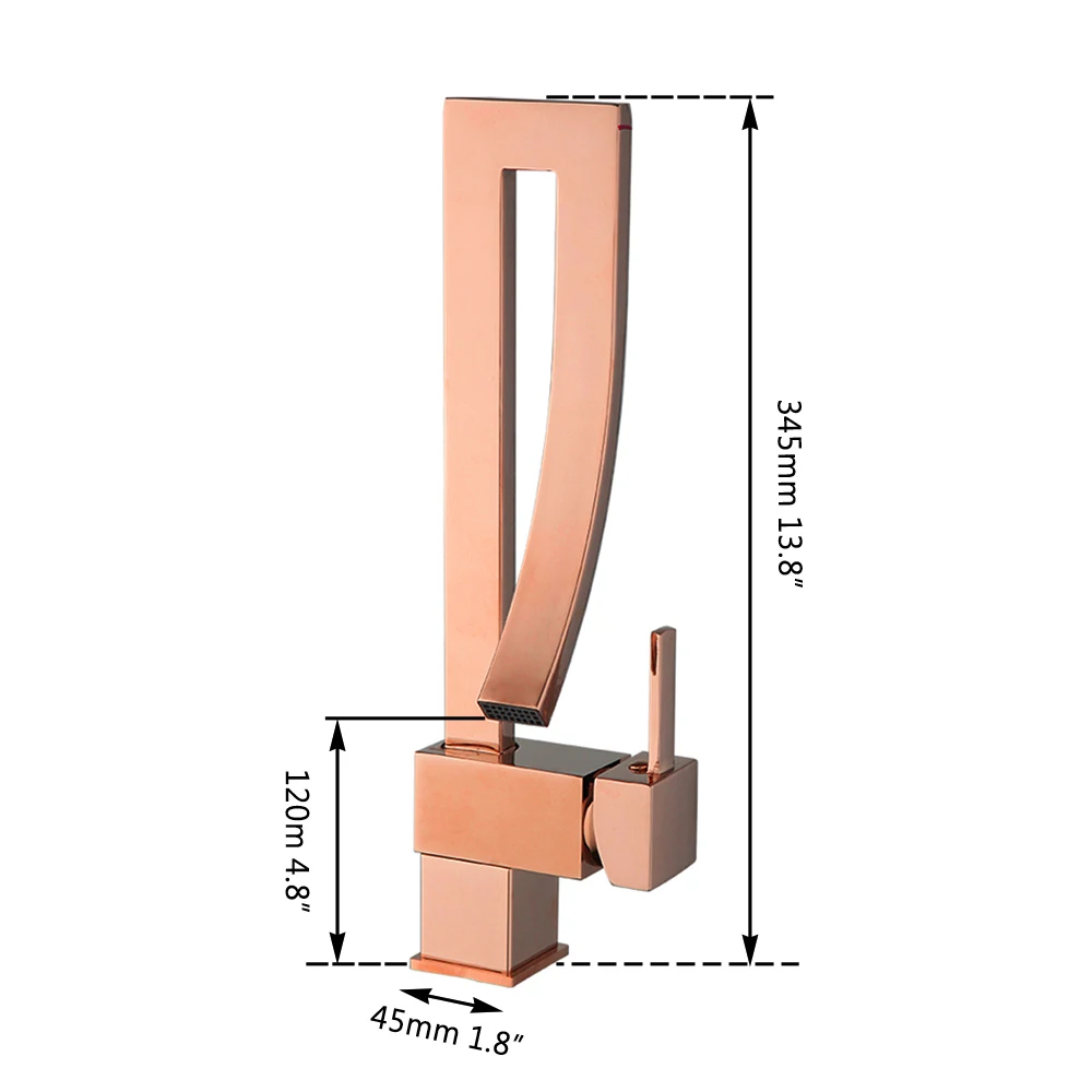 JIENI Solid Brass Faucet 360 Swivel Rose Gold Bathroom Sink Faucets Novel And Minimalist Single Lever Hot Cold Mixer Tap