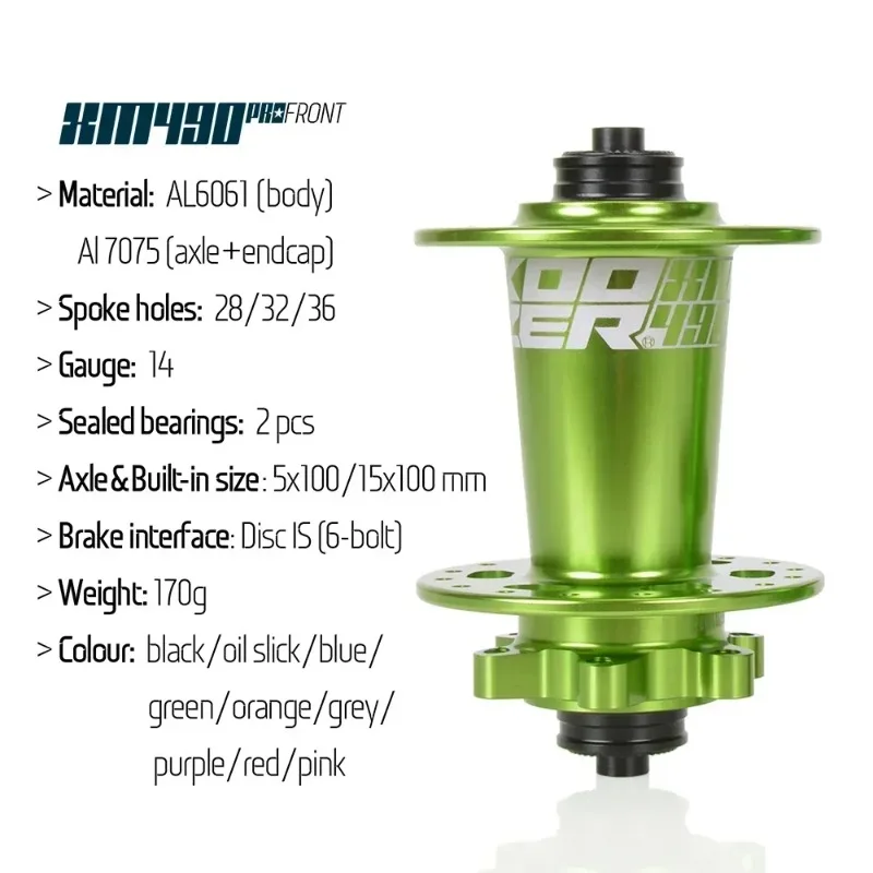 محور دراجة Koozer XM490pro 8-12 سرعة HG Cr-Mo محور فولاذي (28H/32H/36H) مع 100/135 مم QR و 142 مم فرامل قرصية من خلال المحور 6 مسامير