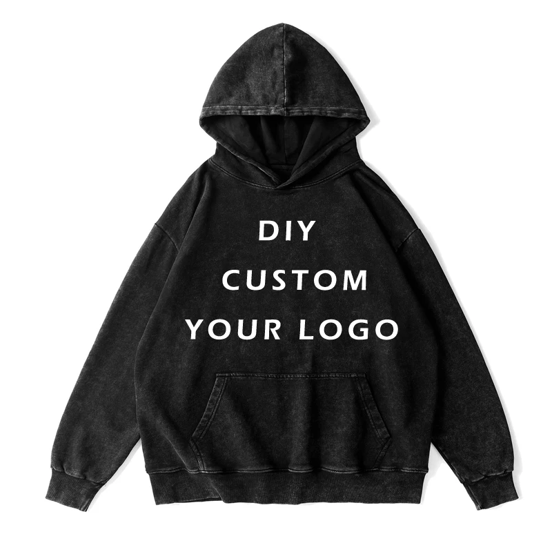 100% Cotton Vintage Washed Hoodies Customize Logo Your OWN Design Brand Logo/Picture/Text Customzation DIY M-3XL Dropshipping