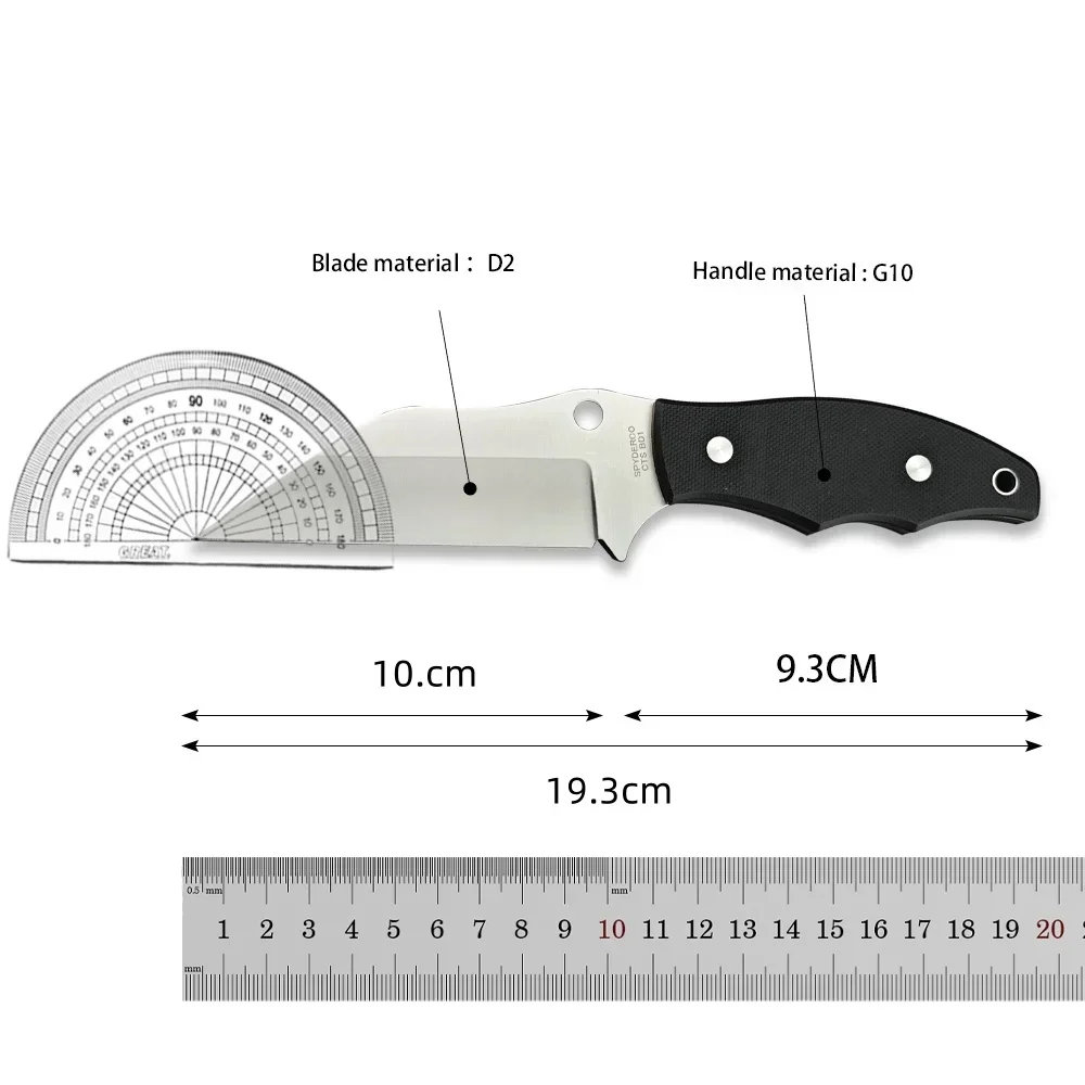FB09 شفرة مثبتة Knfie G10 مقبض الفولاذ المقاوم للصدأ D2 شفرة حادة في الهواء الطلق المحمولة بقاء الصيد قطع سكين EDC أدوات