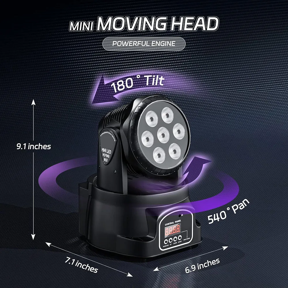 새로운 4PCS LED 조명 7*10W 이동 헤드 무대 조명 RGBW 전문 디스코 조명 홈 파티 무대 램프 DMX512 사운드 제어 빛