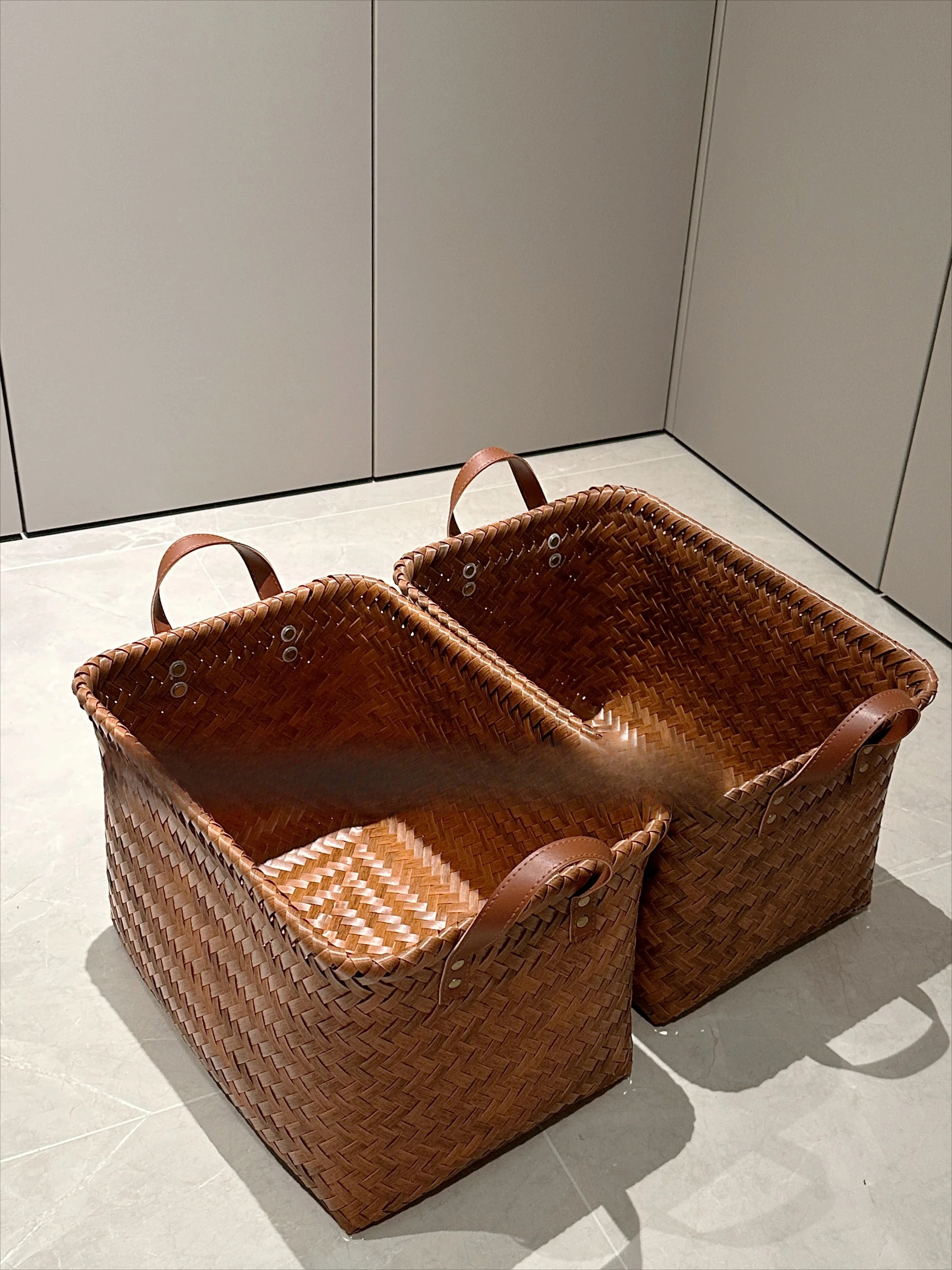 

Home Dirty Clothes Storage Basket Dirty Clothes Basket Put Clothes Snacks Toys Bamboo Imitation Rattan Storage Basket