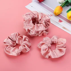 Scrunchies Silk Satin Hair Ties Vintage Ponytail Holder Perfume Solid Color Rope Mini Band Pink