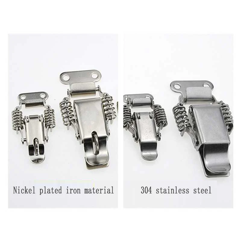 1PCS Industrial Buckle Luggage Accessories 304 Stainless Steel Double Spring Padlock Buckle Wooden Box Buckle Hardware